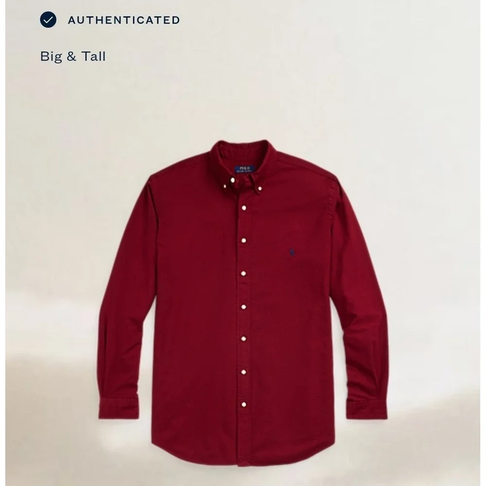 Polo Ralph Lauren Garment Dyed Red Oxford Button Down Shirt Men's Size 5XB NWT